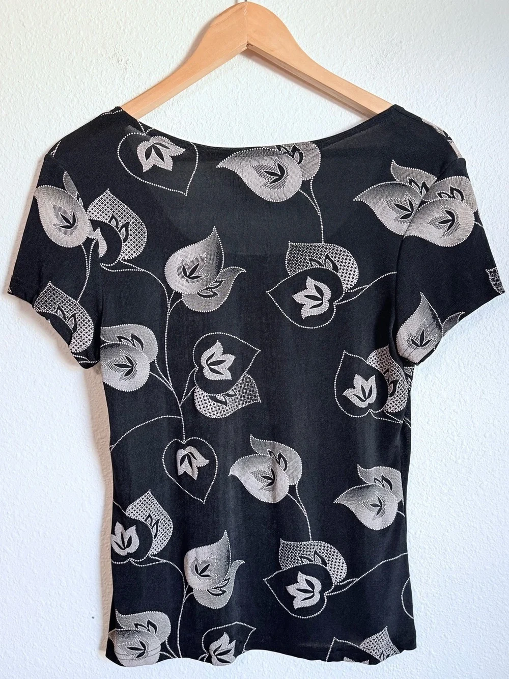 Vintage Steven Ross Naturally Patterned Clingy Short Sleeve Top 90s Whimsygoth